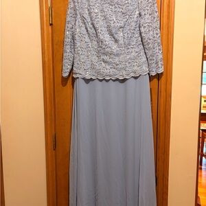 Alex Evenings Petite Light Blue long evening gown